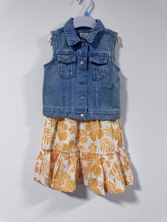 Dievčenský letný set šaty + rifľová vesta, f&f,98
