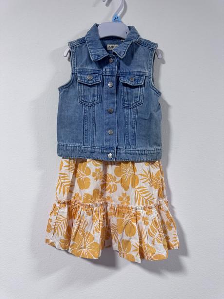 Dievčenský letný set šaty + rifľová vesta, f&f,98