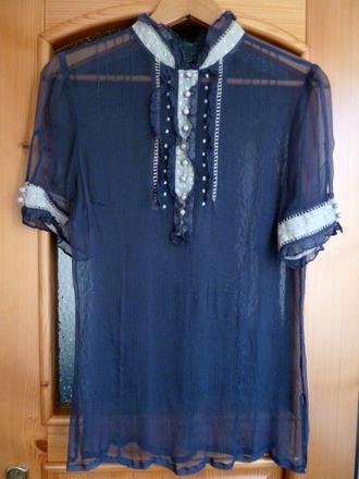 Seda znackova transparentna bluzka, l