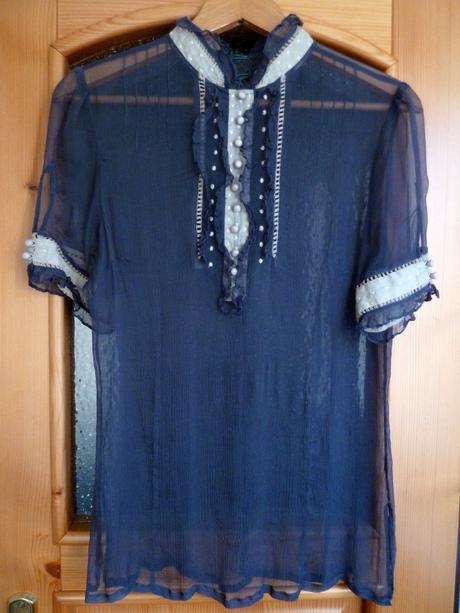 Seda znackova transparentna bluzka, l