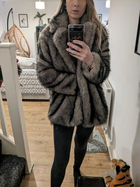 Kožuch bunda z umelej kožušiny, s