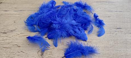 Dekoračné pierka - kráľovská modrá - 10 gramov, 