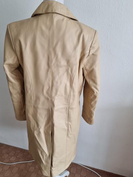 Krémový kožený kabát veľ. 40, 40