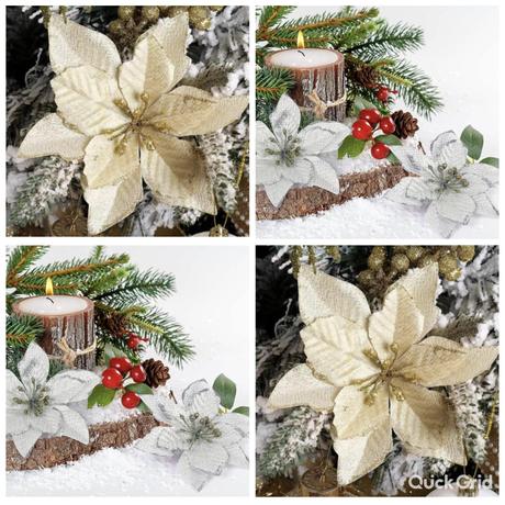 Dekoračný kvet strieborny a zlatý, 