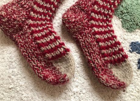 Červeno - sivé handmade unisex ponožky 24 - 27, 25