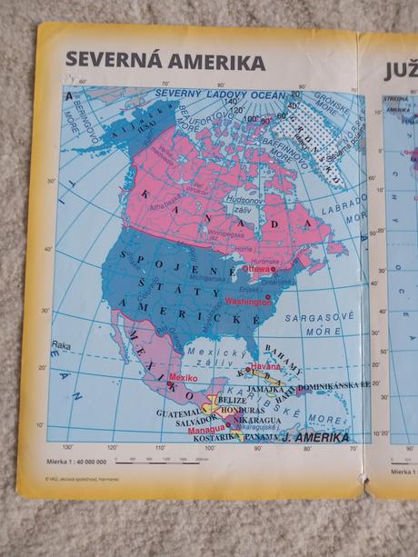 Mapy austrália, južná a severná amerika, 