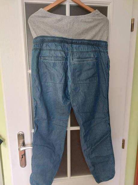 Tehotenské tenké nohavice rifľového vzhľadu, c&a,38