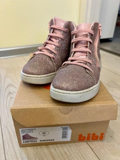 Trblietavé ružové vyššie tenisky bibi 34, 34