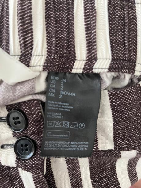 Letné hnedé pásikavé nohavice h&m, h&m,xs