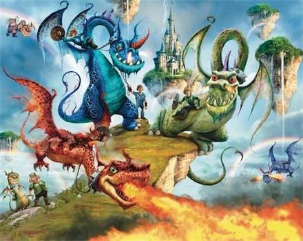 Walltastic 3d tapeta krajina kniežat a drakov, 