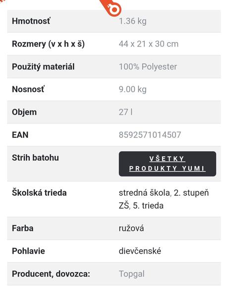 Dvojkomorový dievčenský školský batoh, 