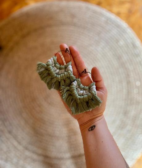 Náušnice pletené macramé, 