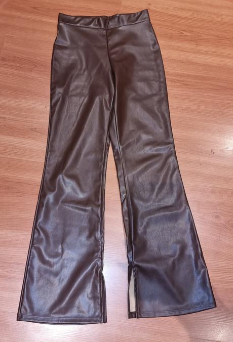 Koženkové zvonové legíny, h&m,146