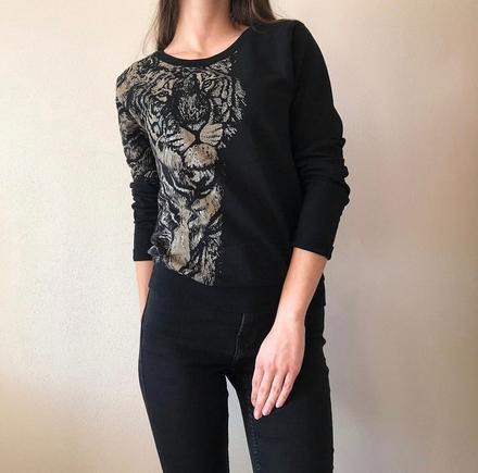 Mikina s potlačou a trblietkami, s