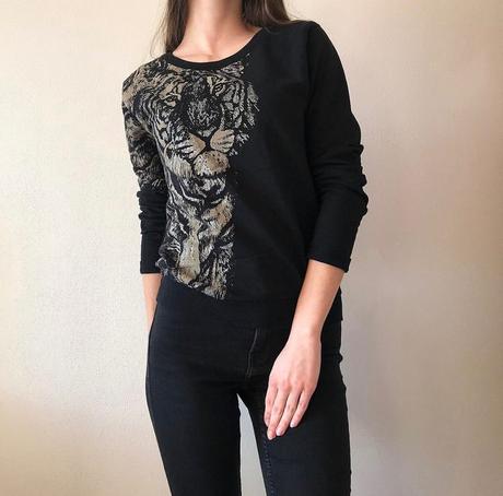 Mikina s potlačou a trblietkami, s