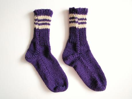 Fialovo-krémové štrikované ponožky, 36 / 37 / 38 / 39 / 40