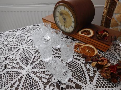 Brúsené sklo poldecáky 6 kusov, 