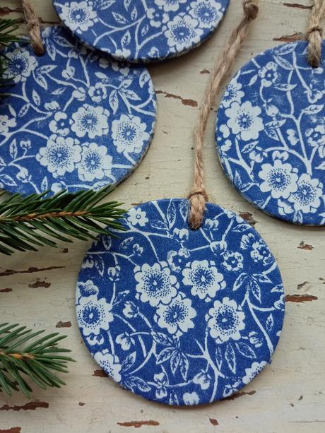 Vianočné ozdoby modrotlač 4ks, 