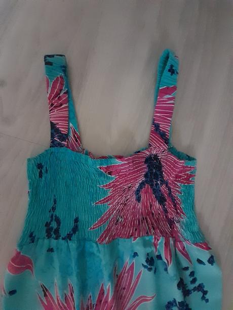 Letné tyrkysové šaty s kvetmi, m