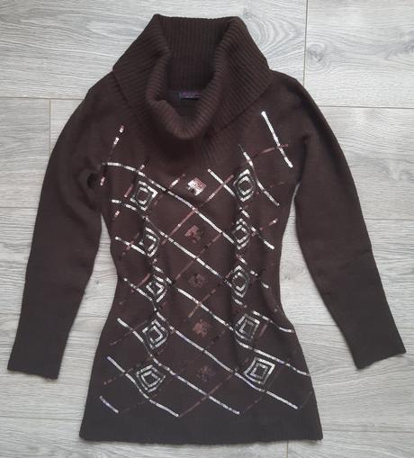 Hnedy sveter s flitrami, m