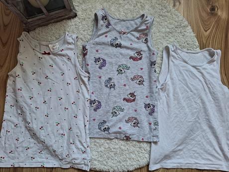 3 bavlnené tielka, h&m,140