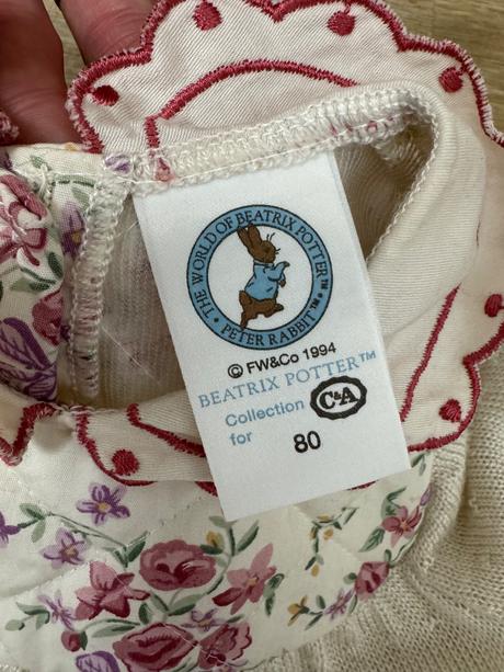 Smotanové retro šaty beatrix potter, c&a,80