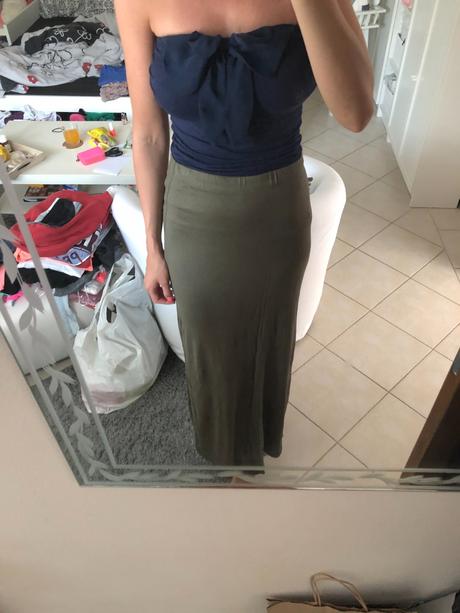 Dlhá zelená olivová sukňa, m