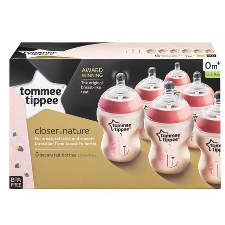 Tommee tippee sada fliaš 6ks dekor ružové, 0m+, 26, tommee tippee