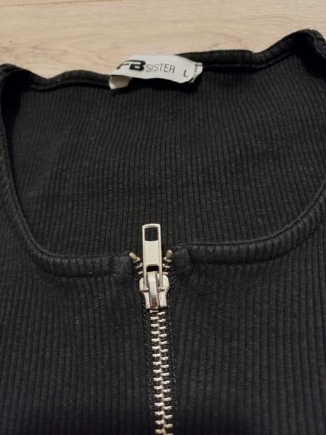 Cierne rebrovane tricko fishbone, l, fishbone,l