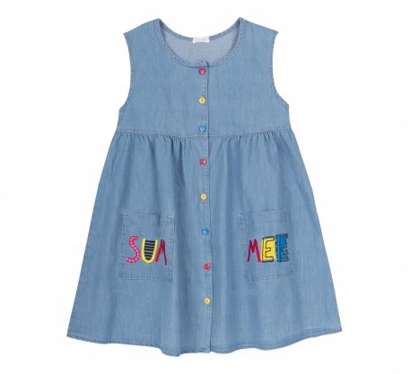 Dievčenské rifľové šaty s výšivkou summer a fare, 128 / 134 / 140 / 146