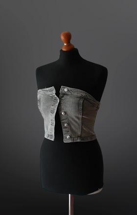 Riflový crop, h&m,xs