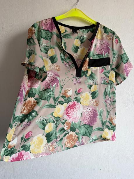 Hm krasna satenova tunika bluzka v boho style amal, h&m,l