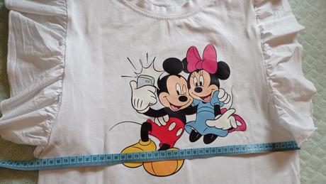 Biele tričko mickey a minnie s volanom, s