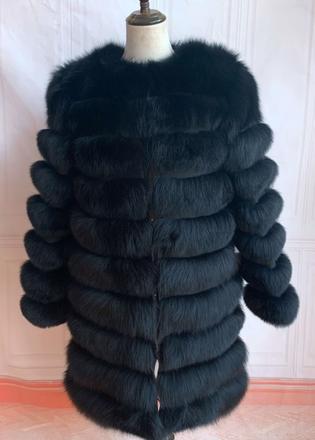 Kožuch black - natural fox, s