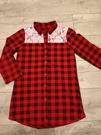 Červeno-čierna kockovana košeľa, 164