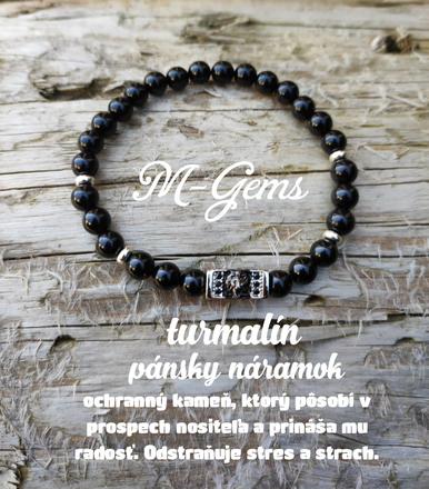 Náramok z kameňov, polodrahokamov- turmalín,