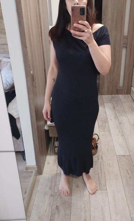 Šaty a asymetrickým rukávom, zara,m