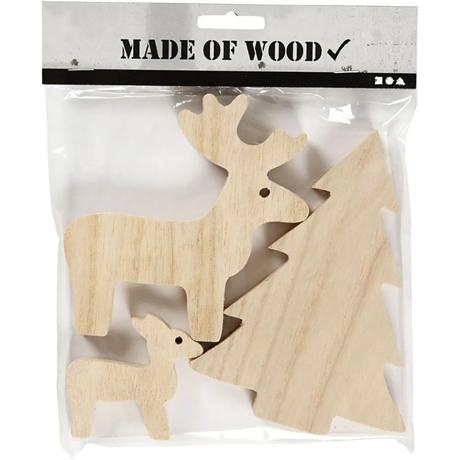 Drevené vianočné dekorácie, set 3 ks, 