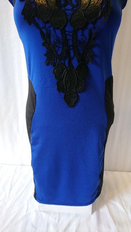 Dámske elastické šaty modro čierne, s