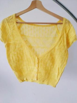 Žlté pletené bolero / krátky kardigán, mango,s