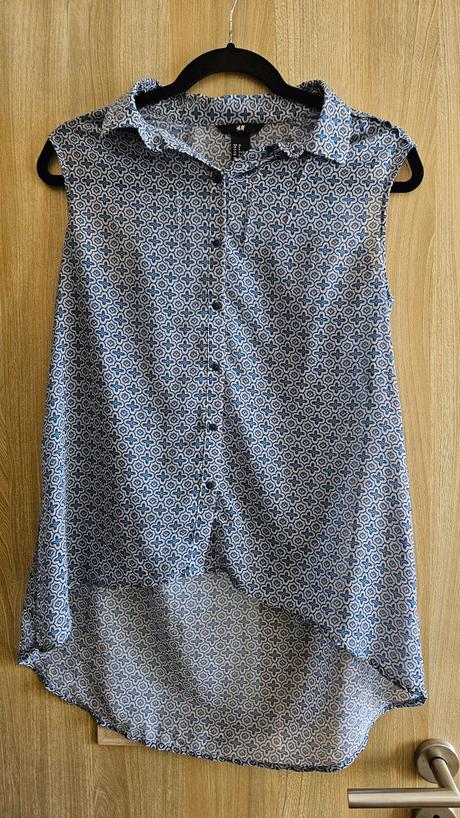 H&m ľahká letná modrá blúzka bez rukávov, veľ. 38, h&m,38