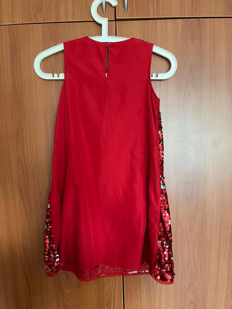Červené šaty s flitrami, v.134, h&m, h&m,134