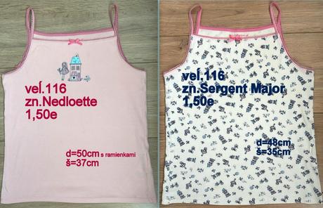 Dievčenské tielka 2ks veĺ.116, zn.nedloette a sm, 116