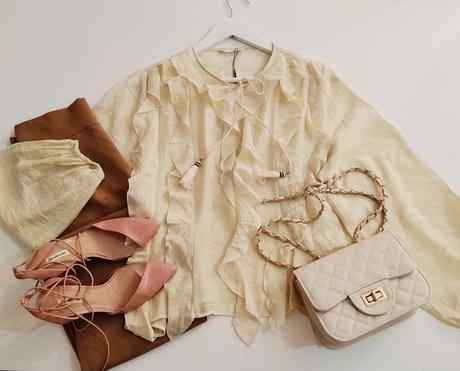 Zara romantická volánová blúzka s viazaním, zara,40 / l
