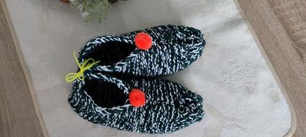 Handmade pletené papučky 34, 34