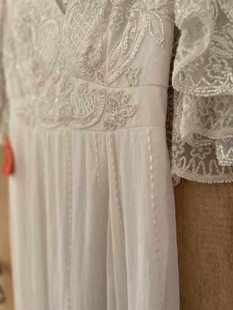 Vintage svadobné koralkove saty, 36