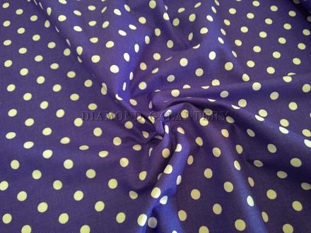 Bavlna fialová biele bodky - cena za 10 cm, 