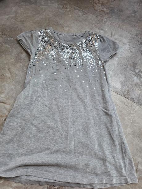 Sivé šaty s kamienkami 116/122, 116