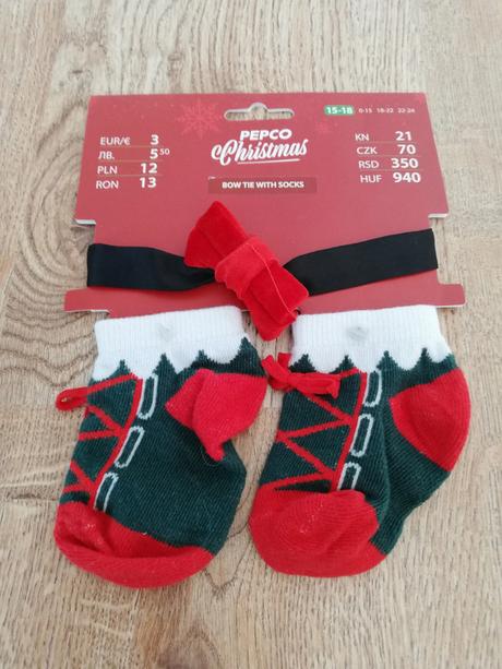 Vianočný set - ponožky + motýlik, 80 / 86 / 92