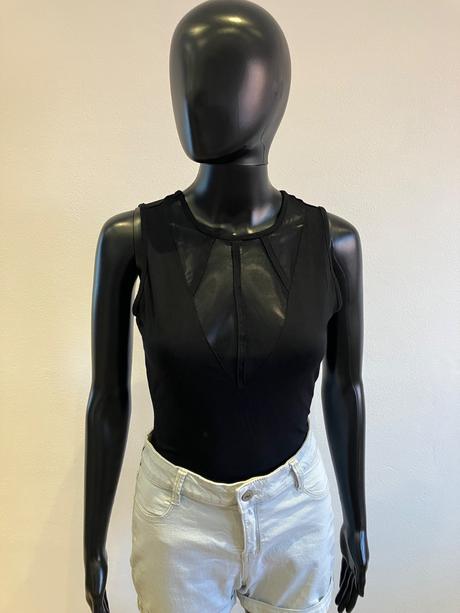 Dámske body s tylom čierne, s
